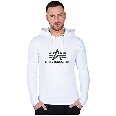 Alpha T-shirt basique à capuche Heavy Ls pour homme, Blanc., XL Alpha T-shirt basique à capuche Heavy Ls pour homme, Blanc., XL