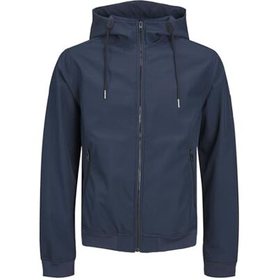 JACK & JONES Jjebasic Veste softshell à capuche pour homme, Blazer bleu marine., 5XL JACK & JONES Jjebasic Veste softshell à capuche pour homme, Blazer bleu marine., 5XL