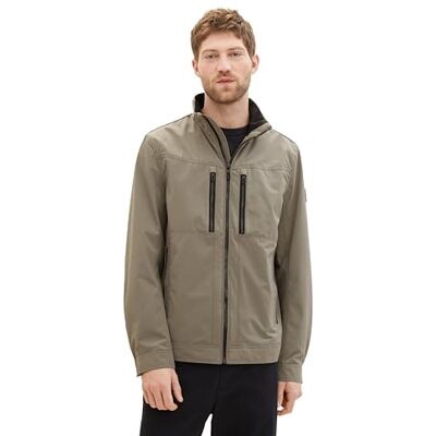 TOM TAILOR Veste de terrain Ripstop pour homme avec poches zippées, 32097 Vert olive fumé, L TOM TAILOR Veste de terrain Ripstop pour homme avec poches zippées, 32097 Vert olive fumé, L