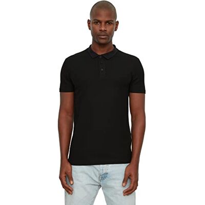 Trendyol Polo Noir pour Homme Coupe Slim 100% Coton Texturé Polo Homme Trendyol Polo Noir pour Homme Coupe Slim 100% Coton Texturé Polo Homme