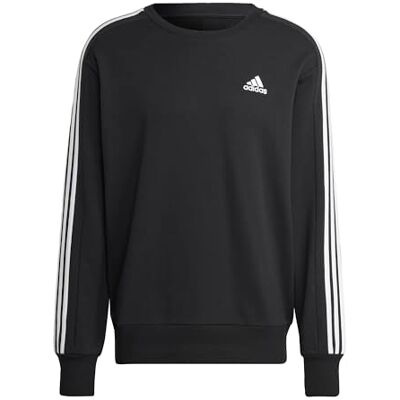 adidas Homme Essentials French Terry 3-Stripes Sweatshirt, Black, S adidas Homme Essentials French Terry 3-Stripes Sweatshirt, Black, S