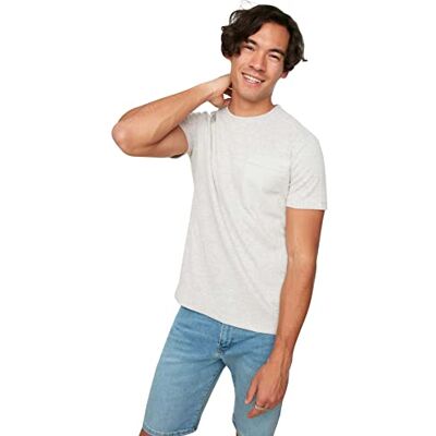 Trendyol Stone Male Regular Fit Bicycle, Col À Manches Courtes, Fermeture Éclair, Micro Poches W T-shirt Homme Trendyol Stone Male Regular Fit Bicycle, Col À Manches Courtes, Fermeture Éclair, Micro Poches W T-shirt Homme