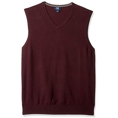 Cutter & Buck Gilet en coton pour homme avec col en V anti-boulochage Rouge Medium, Bordeaux, M Cutter & Buck Gilet en coton pour homme avec col en V anti-boulochage Rouge Medium, Bordeaux, M