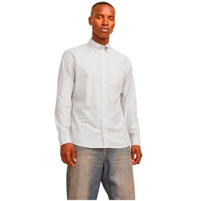 JACK & JONES JPRBROOK Chemise Oxford L/S Noos pour homme, Pure Cashmere/rayures : coupe ajustée, taille S, Pure cachemire/rayures : coupe ajustée, S JACK & JONES JPRBROOK Chemise Oxford L/S Noos pour homme, Pure Cashmere/rayures : coupe ajustée, taille S, Pure cachemire/rayures : coupe ajustée, S