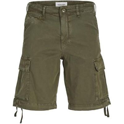 JACK & JONES Short cargo pour homme Coupe ample, vert olive, S JACK & JONES Short cargo pour homme Coupe ample, vert olive, S