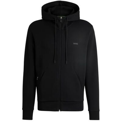 Boss Hommes Saggy Sweat à Capuche zippé en Coton Stretch avec Logo imprimé, Noir001, 3XL Boss Hommes Saggy Sweat à Capuche zippé en Coton Stretch avec Logo imprimé, Noir001, 3XL