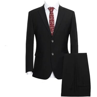 ZHOUXYFDC Ensemble de costume 2 pièces de smoking pour hommes de couleur unie avec veste et pantalon à simple boutonnage pour garçons d'honneur (noir, 7XL) ZHOUXYFDC Ensemble de costume 2 pièces de smoking pour hommes de couleur unie avec veste et pantalon à simple boutonnage pour garçons d'honneur (noir, 7XL)