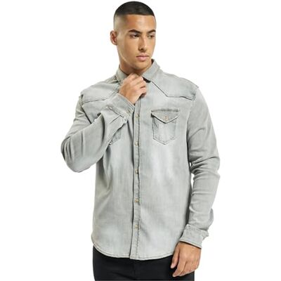Brandit Riley Chemise en jean pour homme, Gris (Denim 169), L Brandit Riley Chemise en jean pour homme, Gris (Denim 169), L