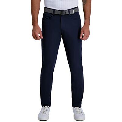 Haggar mens The Active Series Slim Fit Flat Front Casual Pants, Dark Indigo, 32W x 34L US Haggar mens The Active Series Slim Fit Flat Front Casual Pants, Dark Indigo, 32W x 34L US