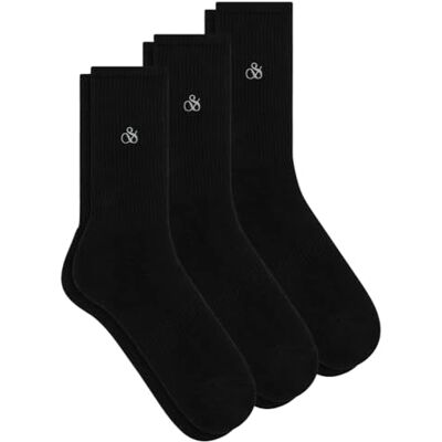 Scotch & Soda Lot de 3 paires de chaussettes décontractées à col rond pour homme, Noir 001, taille unique Scotch & Soda Lot de 3 paires de chaussettes décontractées à col rond pour homme, Noir 001, taille unique