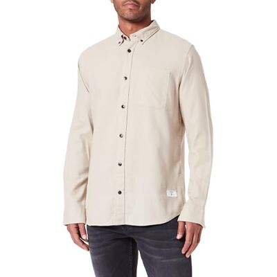 JACK & JONES Jprblubrook Solid Twill Shirt L/S Chemise décontractée pour homme, Island Fossil/Fit : coupe confortable, L JACK & JONES Jprblubrook Solid Twill Shirt L/S Chemise décontractée pour homme, Island Fossil/Fit : coupe confortable, L