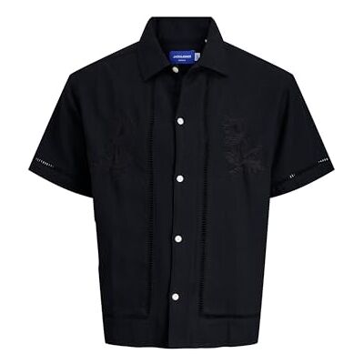 JACK & JONES Jorgreenwich Emb Shirt SS, Noir, S JACK & JONES Jorgreenwich Emb Shirt SS, Noir, S
