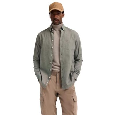 bugatti Chemise à manches longues pour homme avec col boutonné en coton, 150-mousse, M bugatti Chemise à manches longues pour homme avec col boutonné en coton, 150-mousse, M