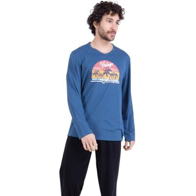 Athena Ensemble Pyjama Long Homme, Ecopack- Jersey 100% Coton Respirant T-Shirt Manches Longues + Pantalon Label Oeko-TEX® Standard 100 Athena Ensemble Pyjama Long Homme, Ecopack- Jersey 100% Coton Respirant T-Shirt Manches Longues + Pantalon Label Oeko-TEX® Standard 100