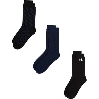 KARL LAGERFELD International B.V Lot de 3 paires de chaussettes avec logo K/monogram, noir monogramme bleu, 43-46, multicolore, 43-46 EU KARL LAGERFELD International B.V Lot de 3 paires de chaussettes avec logo K/monogram, noir monogramme bleu, 43-46, multicolore, 43-46 EU