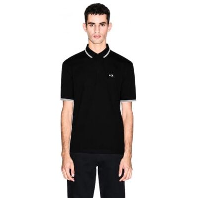 Giorgio Armani Essential, Double Striped Sleeve And Collar Side Monogram Logo Polo Homme (lot de 1) Giorgio Armani Essential, Double Striped Sleeve And Collar Side Monogram Logo Polo Homme (lot de 1)