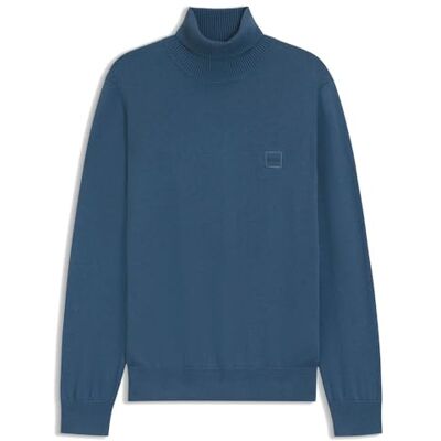 Boss Akiro S Pull à col roulé en coton avec cachemire pour homme, open blue, S Boss Akiro S Pull à col roulé en coton avec cachemire pour homme, open blue, S