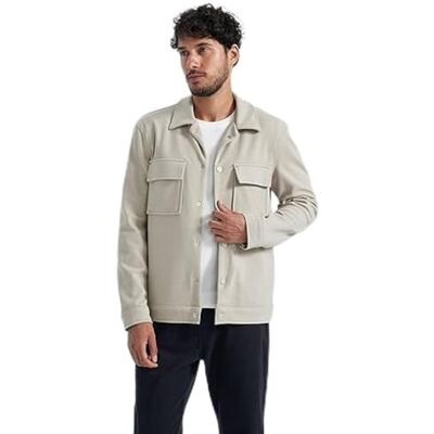 DeFacto Veste chemise pour homme Veste élégante pour homme avec motif en flanelle Coupe droite Col polo, kaki, 3XL DeFacto Veste chemise pour homme Veste élégante pour homme avec motif en flanelle Coupe droite Col polo, kaki, 3XL