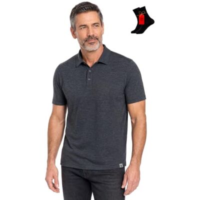 MERINNOVATION Polo 100% laine mérinos pour homme ultra léger, respirant, anti-odeur (chaussettes en laine mérinos incluses), charbon, S MERINNOVATION Polo 100% laine mérinos pour homme ultra léger, respirant, anti-odeur (chaussettes en laine mérinos incluses), charbon, S