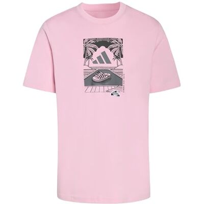 adidas herr SUMMER SLIDES RELAX GRAPHIC T-SHIRT, true pink, L adidas herr SUMMER SLIDES RELAX GRAPHIC T-SHIRT, true pink, L