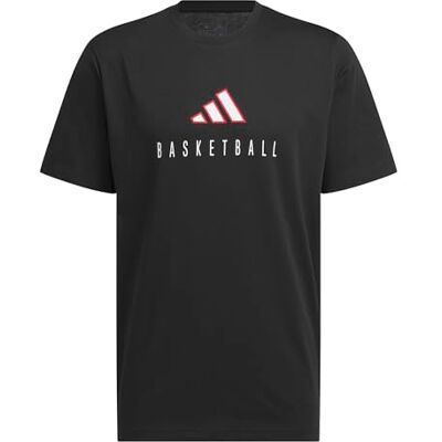 adidas Homme WORLDWIDE HOOPS LOGO PERFORMANCE GRAPHIC TEE, black/white, L adidas Homme WORLDWIDE HOOPS LOGO PERFORMANCE GRAPHIC TEE, black/white, L