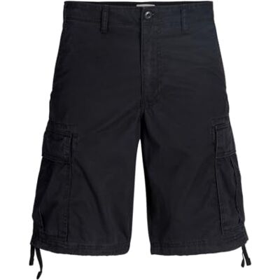JACK & JONES Jpstcole Frank Short cargo Mid Sn Pls Grande taille, Noir, 48 JACK & JONES Jpstcole Frank Short cargo Mid Sn Pls Grande taille, Noir, 48
