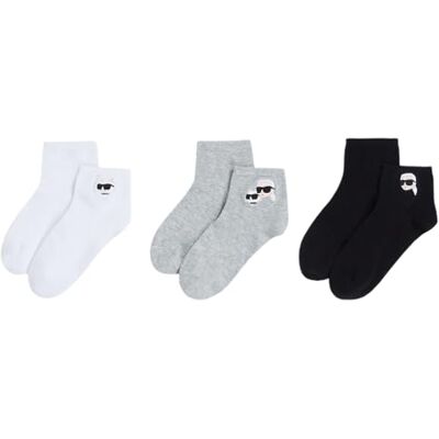 KARL LAGERFELD B.V Ikon Lot de 3 paires de chaussettes courtes, Noir/blanc/gris., 39-42 EU KARL LAGERFELD B.V Ikon Lot de 3 paires de chaussettes courtes, Noir/blanc/gris., 39-42 EU