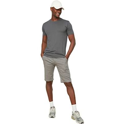Trendyol T-shirt basique pour homme Coupe régulière Col rond Manches courtes, anthrazit, XXL Trendyol T-shirt basique pour homme Coupe régulière Col rond Manches courtes, anthrazit, XXL