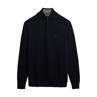 Superdry Homme Pull Demi-Zip En Laine Mélangée, Charred Navy Marl, XL Superdry Homme Pull Demi-Zip En Laine Mélangée, Charred Navy Marl, XL