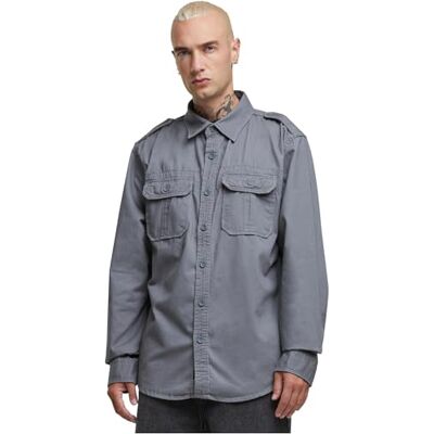 Brandit Chemise vintage à manches longues pour homme, gris charbon, XXL Brandit Chemise vintage à manches longues pour homme, gris charbon, XXL
