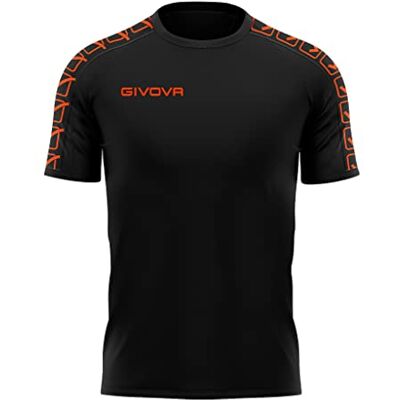 Givova T-SHIRT POLY BAND NERO/ARANCIO FLUO Tg. M Givova T-SHIRT POLY BAND NERO/ARANCIO FLUO Tg. M