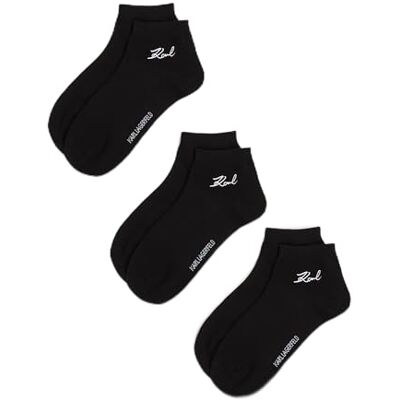 KARL LAGERFELD International B.V Signature Lot de 3 paires de chaussettes de sport Noir Pointure 35-38, Noir, 35-38 EU KARL LAGERFELD International B.V Signature Lot de 3 paires de chaussettes de sport Noir Pointure 35-38, Noir, 35-38 EU