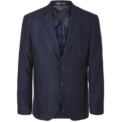 SELECTED HOMME Slhslim-Dallas Wool Check Blz Noos, Blazer bleu marine., 60 SELECTED HOMME Slhslim-Dallas Wool Check Blz Noos, Blazer bleu marine., 60