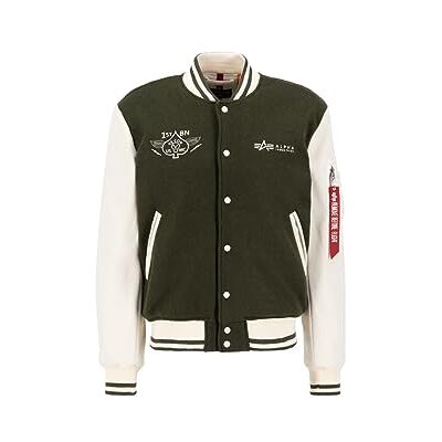 Alpha Varsity Air Force Veste universitaire pour homme, Vert olive foncé, L Alpha Varsity Air Force Veste universitaire pour homme, Vert olive foncé, L