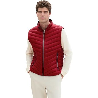 TOM TAILOR 1041310 Gilet matelassé léger avec col montant pour homme, 13721 Bordeaux foncé, M TOM TAILOR 1041310 Gilet matelassé léger avec col montant pour homme, 13721 Bordeaux foncé, M
