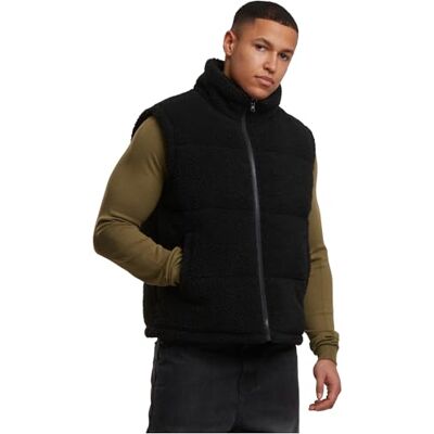 Urban Classics Gilet bouffant basique pour homme Gilet matelassé en tissu peluche moelleux Col haut Tailles S à 5XL, Noir, 4XL Urban Classics Gilet bouffant basique pour homme Gilet matelassé en tissu peluche moelleux Col haut Tailles S à 5XL, Noir, 4XL