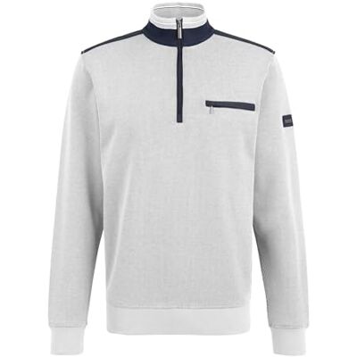 bugatti Sweat-shirt Troyer pour homme avec poche poitrine en coton, 20-écru, XXL bugatti Sweat-shirt Troyer pour homme avec poche poitrine en coton, 20-écru, XXL
