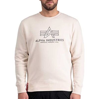 Alpha Basic Sweater Embroidery Sweat-shirt pour homme, Blanc (Jet Stream White), XS Alpha Basic Sweater Embroidery Sweat-shirt pour homme, Blanc (Jet Stream White), XS