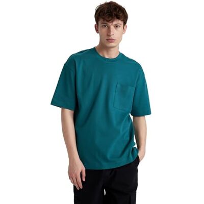 DeFacto T-shirt basique pour homme T-shirt classique pour homme, vert foncé, XS DeFacto T-shirt basique pour homme T-shirt classique pour homme, vert foncé, XS
