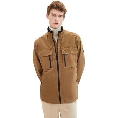 TOM TAILOR Veste de terrain pour homme avec poches poitrine en coton, 15078 Marron loutre, XXL TOM TAILOR Veste de terrain pour homme avec poches poitrine en coton, 15078 Marron loutre, XXL