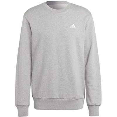 adidas Homme Essentials French Terry Embroidered Small Logo Sweatshirt, MEDIUM GREY HEATHER, S adidas Homme Essentials French Terry Embroidered Small Logo Sweatshirt, MEDIUM GREY HEATHER, S