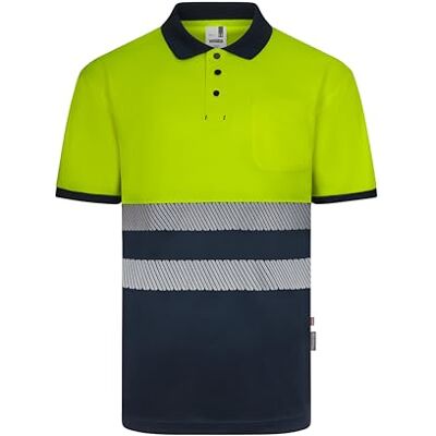 VELILLA 305533 Polo en polyester recyclé bicolore à manches courtes avec ruban segmenté Bleu marine et jaune fluo Taille L, Bleu marine et jaune fluo, L VELILLA 305533 Polo en polyester recyclé bicolore à manches courtes avec ruban segmenté Bleu marine et jaune fluo Taille L, Bleu marine et jaune fluo, L