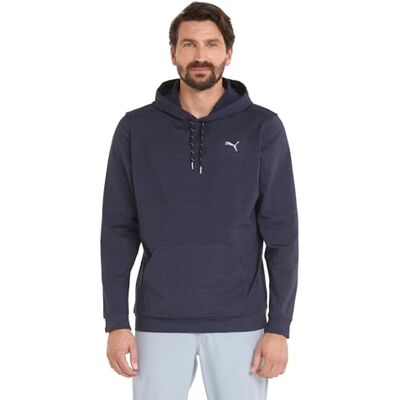 PUMA Men's Cloudspun Progress Hoodie, Navy Blazer Heather, S PUMA Men's Cloudspun Progress Hoodie, Navy Blazer Heather, S