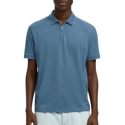 SELECTED HOMME SELECTED MEN Slhfave Zip Ss Polo Noos, Blue Mirage., XXL SELECTED HOMME SELECTED MEN Slhfave Zip Ss Polo Noos, Blue Mirage., XXL