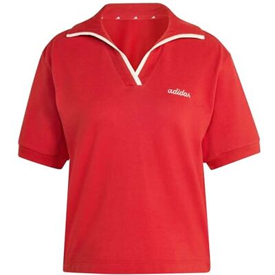 adidas dam Seasonal Essentials Colorpop Polo with Embroidered Graphic, active maroon/off white, XXS adidas dam Seasonal Essentials Colorpop Polo with Embroidered Graphic, active maroon/off white, XXS
