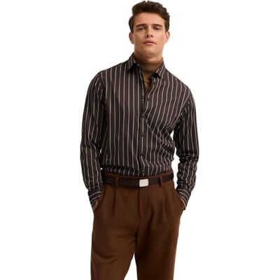 bugatti Chemise à manches longues pour homme Col Kent En coton, 90 Marron, M bugatti Chemise à manches longues pour homme Col Kent En coton, 90 Marron, M