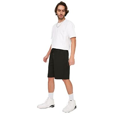 Trendyol Short basique et bermuda décontracté pour homme Coupe surdimensionnée, Noir, XXL Trendyol Short basique et bermuda décontracté pour homme Coupe surdimensionnée, Noir, XXL