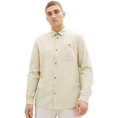 TOM TAILOR Denim Chemise en coton sergé pour homme Coupe droite, 32348-garden Peat Mini chevrons, M TOM TAILOR Denim Chemise en coton sergé pour homme Coupe droite, 32348-garden Peat Mini chevrons, M