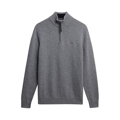 Superdry Pull demi-zippé en laine mélangée pour homme Bleu/gris chiné Superdry Pull demi-zippé en laine mélangée pour homme Bleu/gris chiné