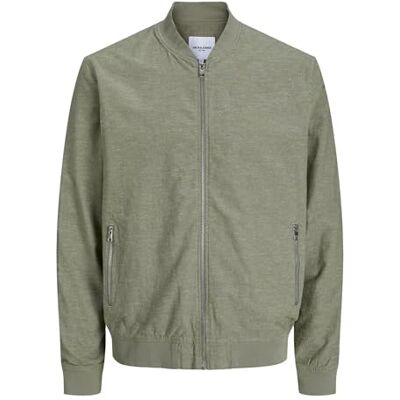 JACK & JONES Jjesummer Linen Bomber Sn Blouson aviateur pour homme, Vert clair/détail : mélangé, XS JACK & JONES Jjesummer Linen Bomber Sn Blouson aviateur pour homme, Vert clair/détail : mélangé, XS